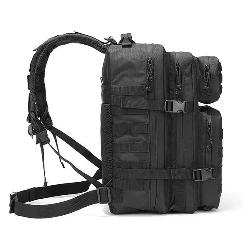 Outdoor Backpack with Webbing and Multiple Exterior Pockets