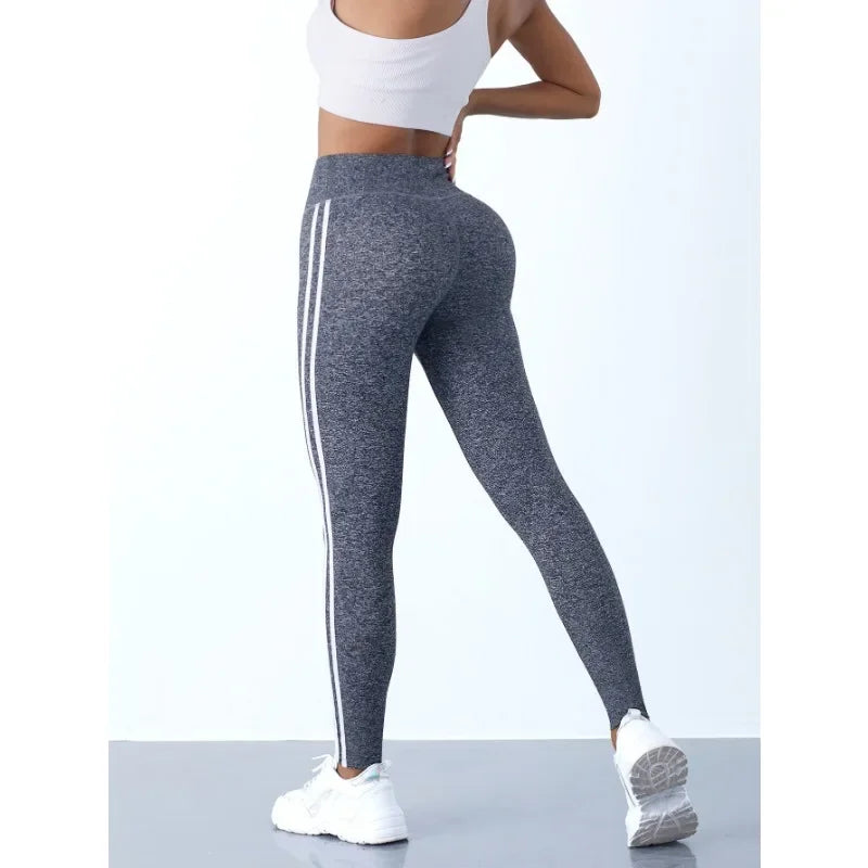 Women's Striped Full Length Leggings For Workout Outfits