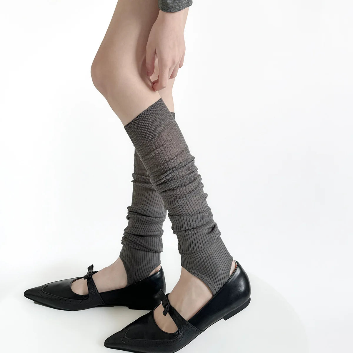 Solid Ribbed Leg Warmers with Slouchy Calf Shape