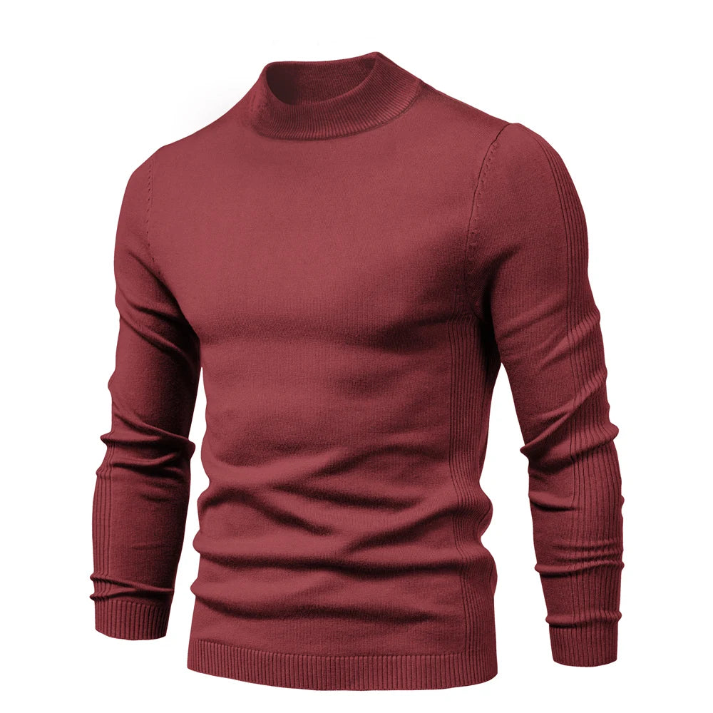 Men's Mock Neck Long Sleeve Knit Sweater