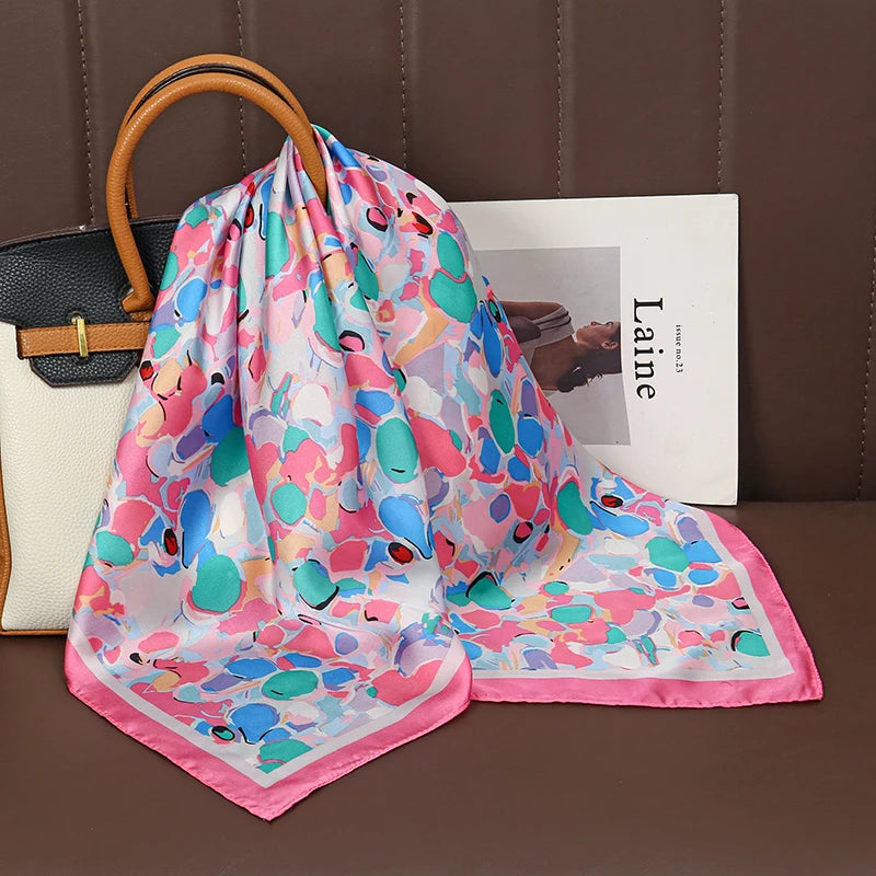 Printed Square Scarf with Floral and Graphic Pattern Options