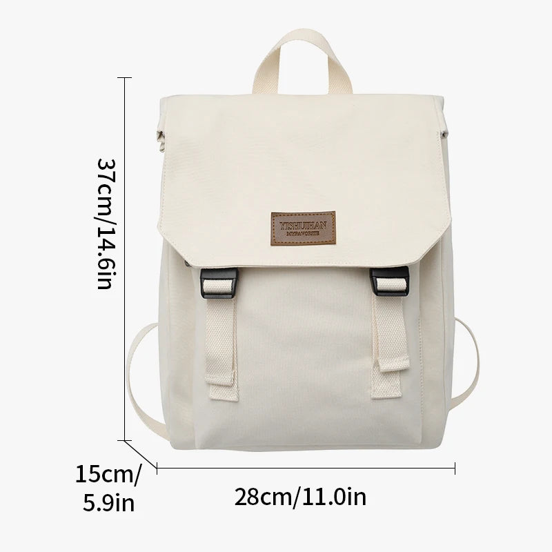 Canvas Flap Backpack with Buckle Detail for School and Daily Carry
