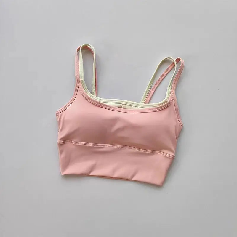 Women's Contrast Double Strap Cropped Tank Top