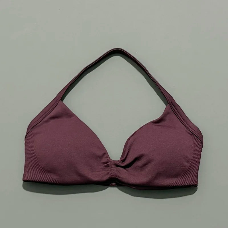 Women's Ruched Halter Neck Sports Bra