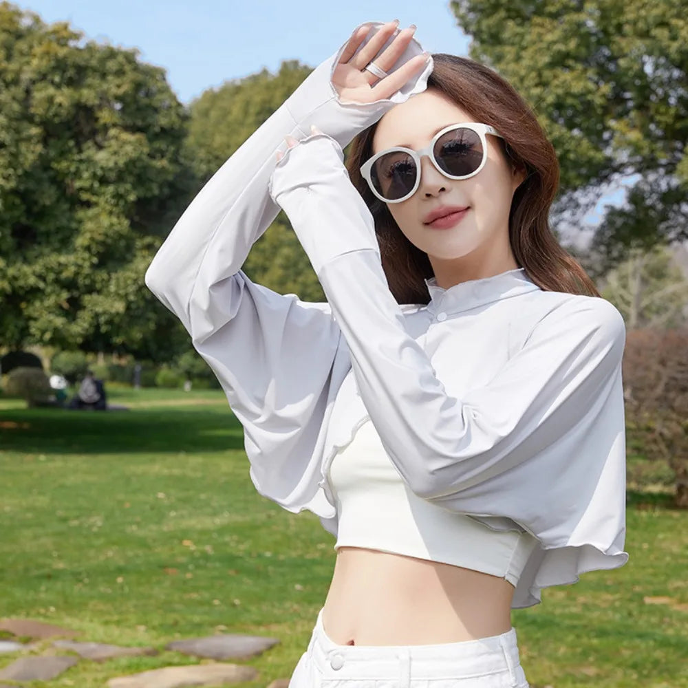 Cropped Long Sleeve Front Fastening Jacket for Layering over Outfits
