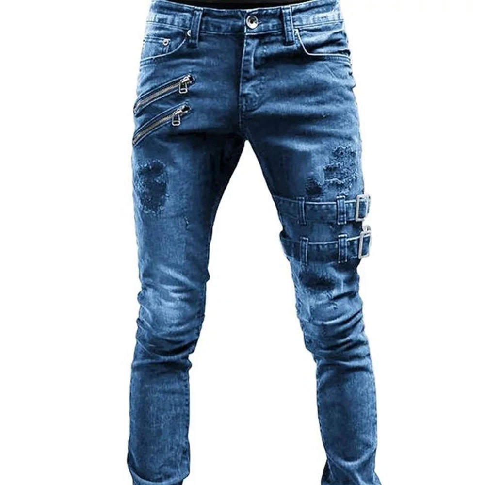Men's Distressed Slim Fit Denim Jeans for Casual Everyday Wear