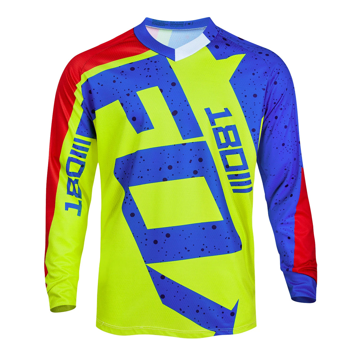 Long Sleeve V-Neck Graphic Pullover Jersey for Mountain Bike Riding
