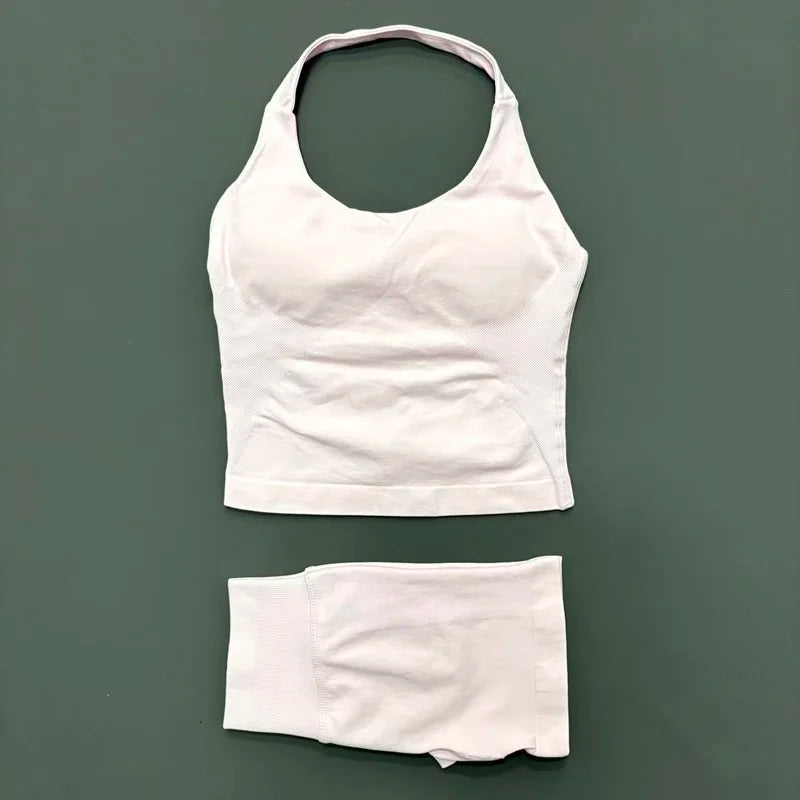 Women's Halter Tank And Shorts Yoga Set For Workout Outfits