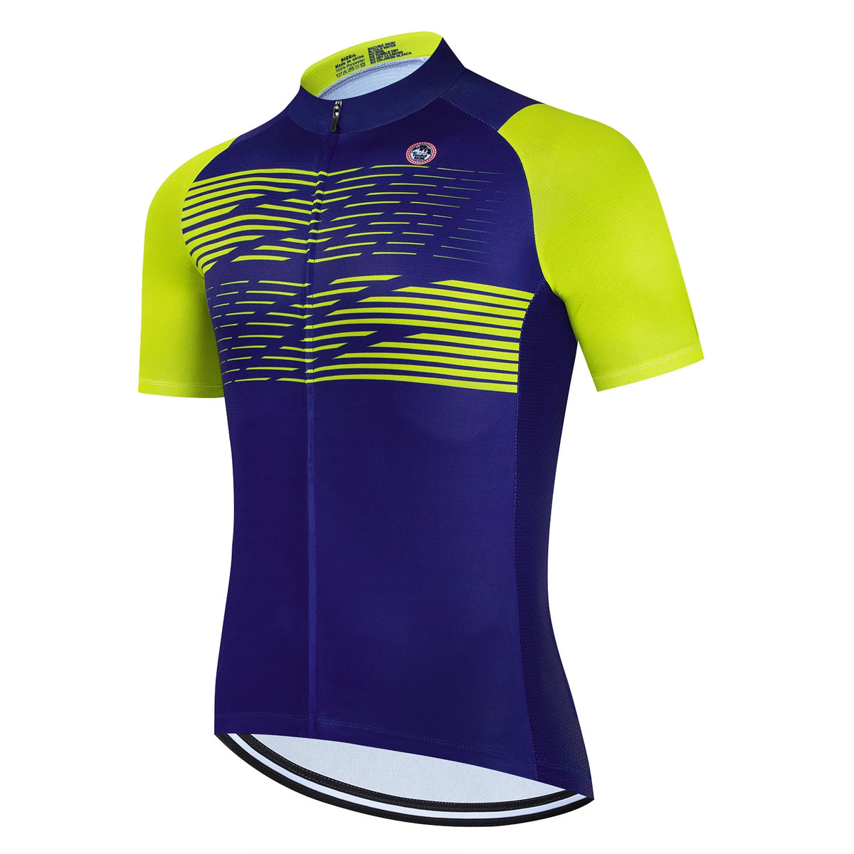Men's Striped Short Sleeve Full-Zip Cycling Jersey with Rear Pockets