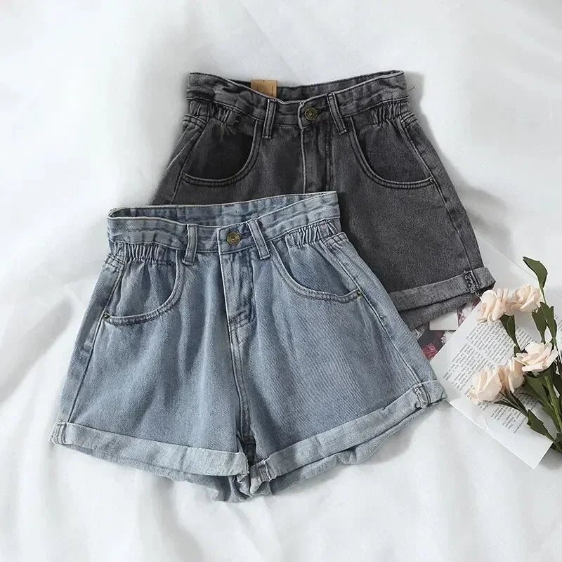 Women's Rolled Hem Denim Casual Denim Shorts For Everyday Outfits