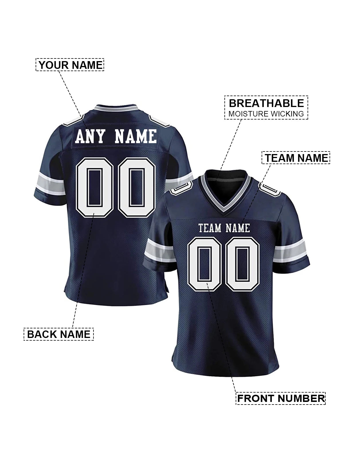 American Football Graphic Short Sleeve Sports Jersey with Number Print