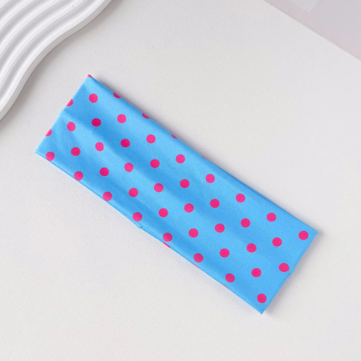 Polka Dot and Button Style Fabric Headband for Hair Styling