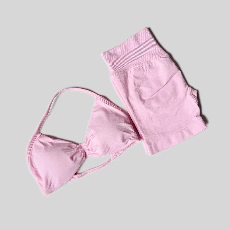 Women's Halter Tank And Shorts Yoga Set For Workout Outfits