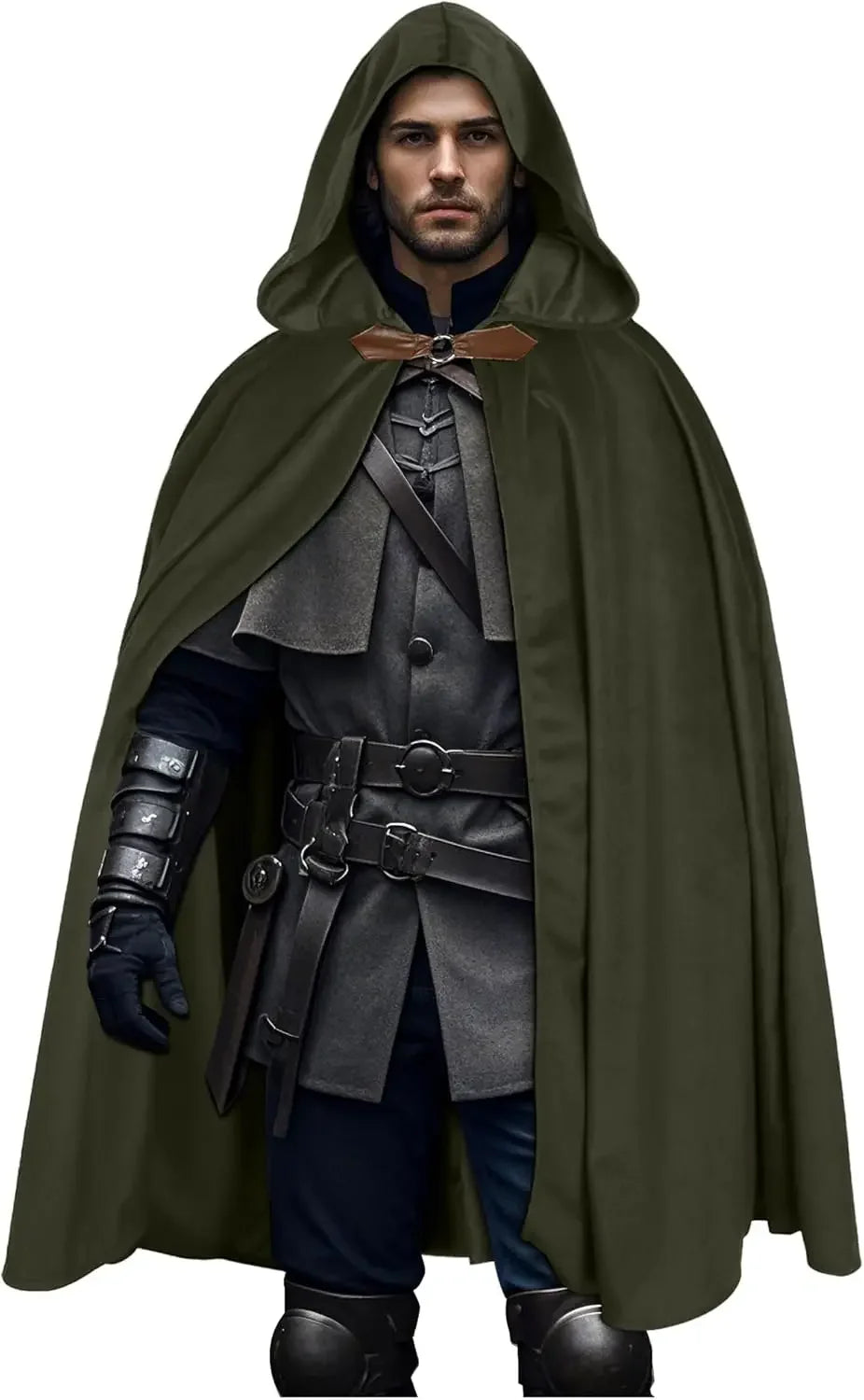 Velvet Hooded Clasp Front Cape for Layering over Outfits