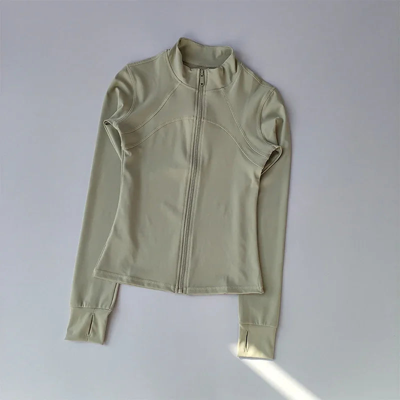 Stand Collar Long Sleeve Full Zip Yoga Training Jacket