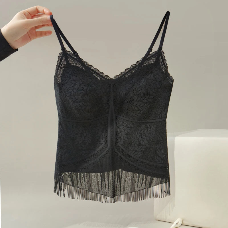 Women's Lace Nylon Blend Camisole with Adjustable Straps and Shaped Cups