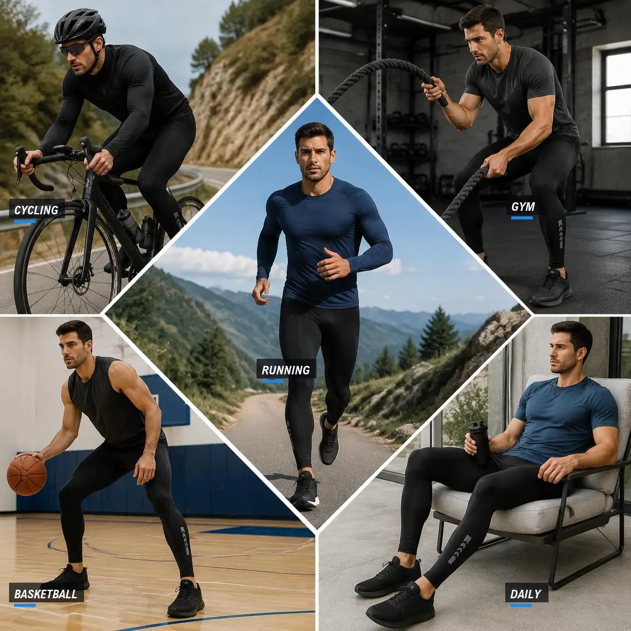 Men's Fitted Training Leggings for Gym and Running