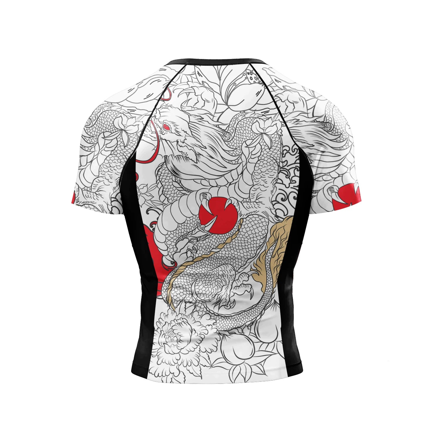 Tattoo Graphic Long Sleeve Mock Neck Fitted Rash Guard