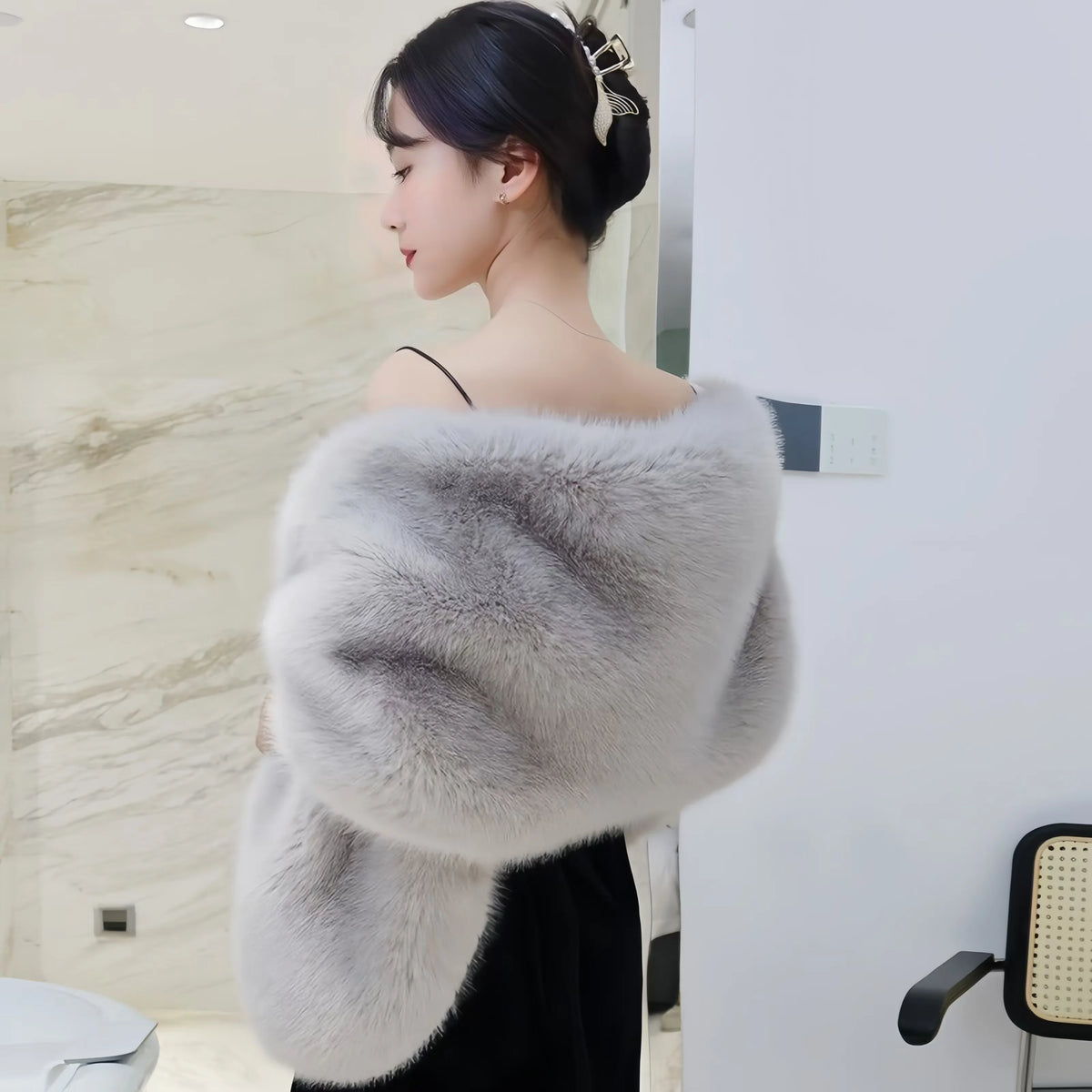 Plush Cross Front Wrap Cape for Layering over Outfits