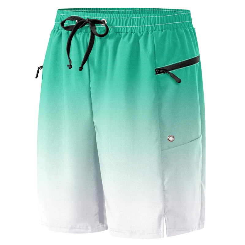 Men's Swim Shorts with Zipper Pockets and Mesh Liner for Beach and Pool Wear