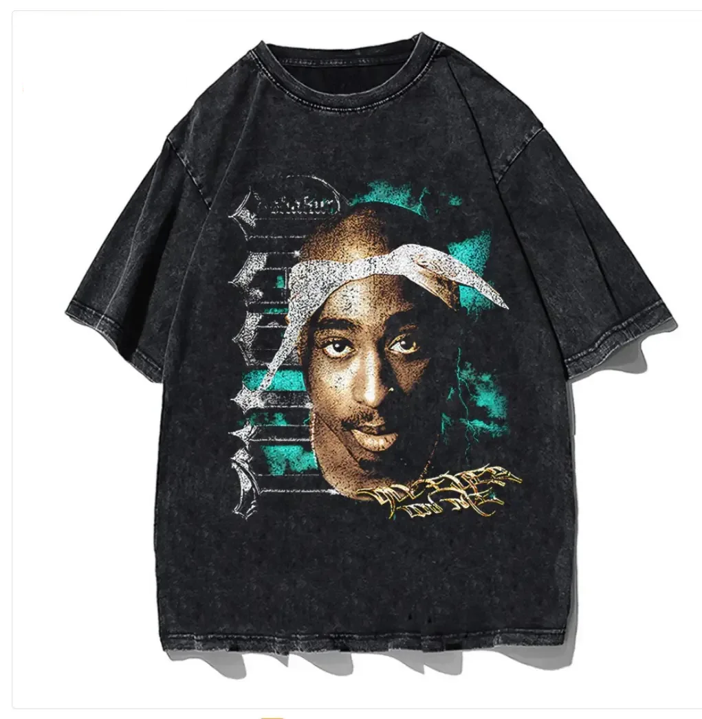 Gothic Rose Letter Print Vintage Washed Oversized T-Shirt