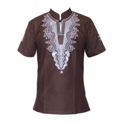 5 Colors African Fashion Men/women Unique Embroidery Design Causal T-shirt Cool Outfit Tops High Quality