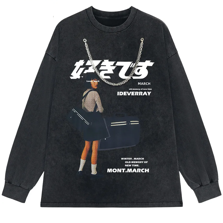 Men's Harajuku Kanji Girl Graphic T-Shirt Japanese Print Cotton Loose Fit Streetwear