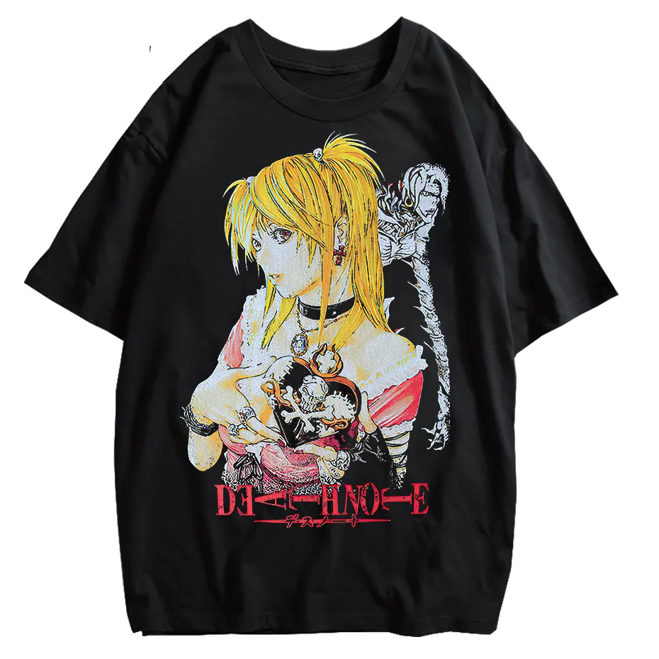 Harajuku Black Source T-Shirt Men Hip Hop Vintage Anime Graphic Oversized Cotton Tee