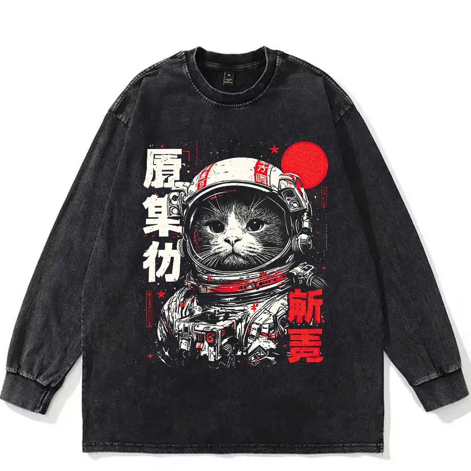 Space Cat Kawaii Graphic T Shirt Oversized Cotton Unisex