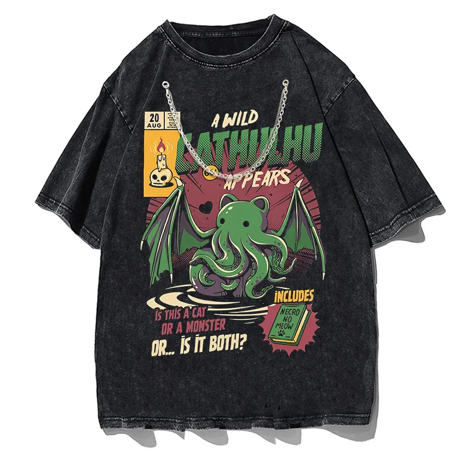 Cthulhu Graphic T-Shirt Men Short Sleeve Summer Tee