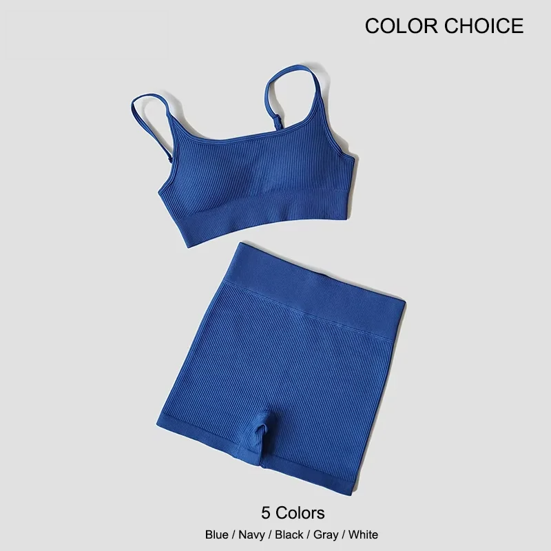 Women’s Seamless Yoga Set with Padded Sports Bra & Workout Shorts