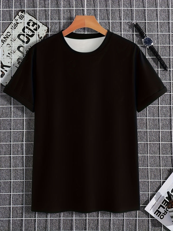 Men's Fashionable Casual Round Neck Pattern T-shirt With Exquisite Printing, Suitable For Daily Wear In Summer