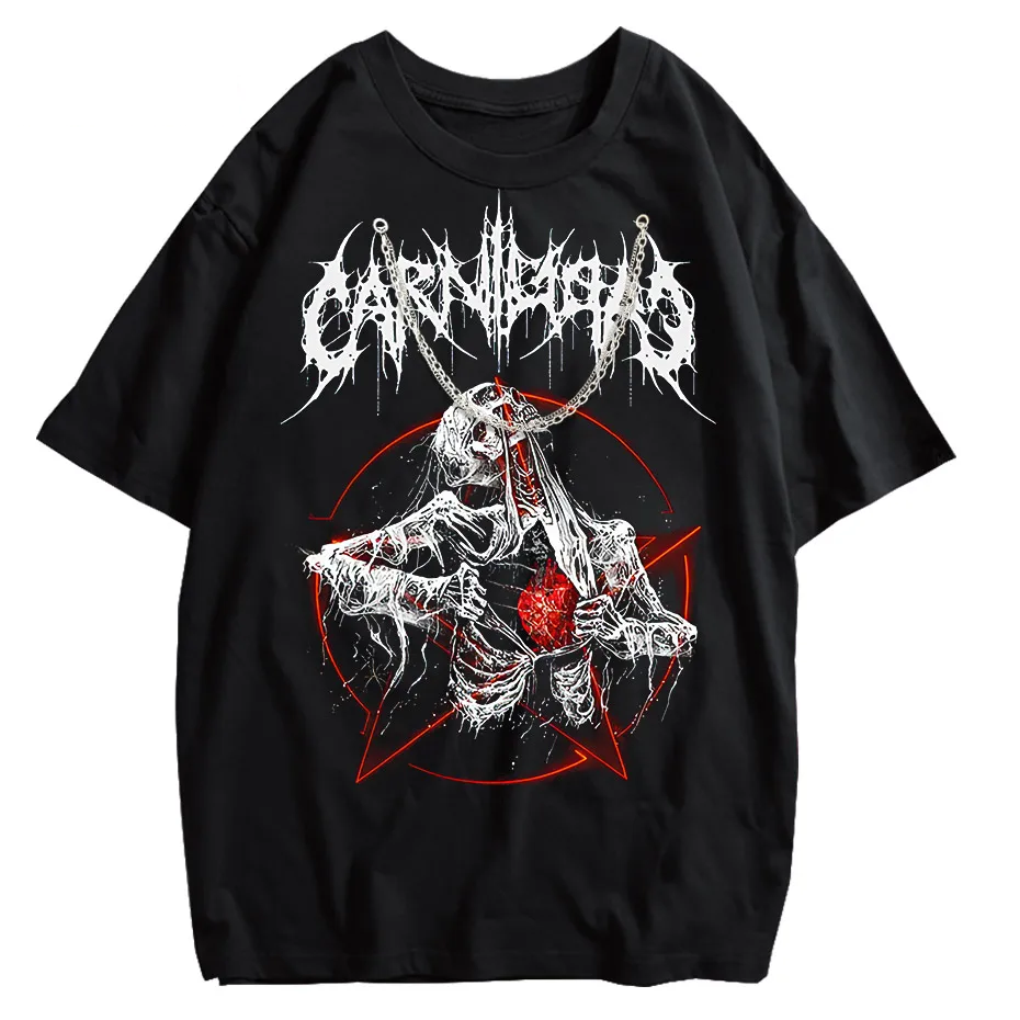 Gothic Demon Anime Print T-Shirt Women Y2K Harajuku Streetwear