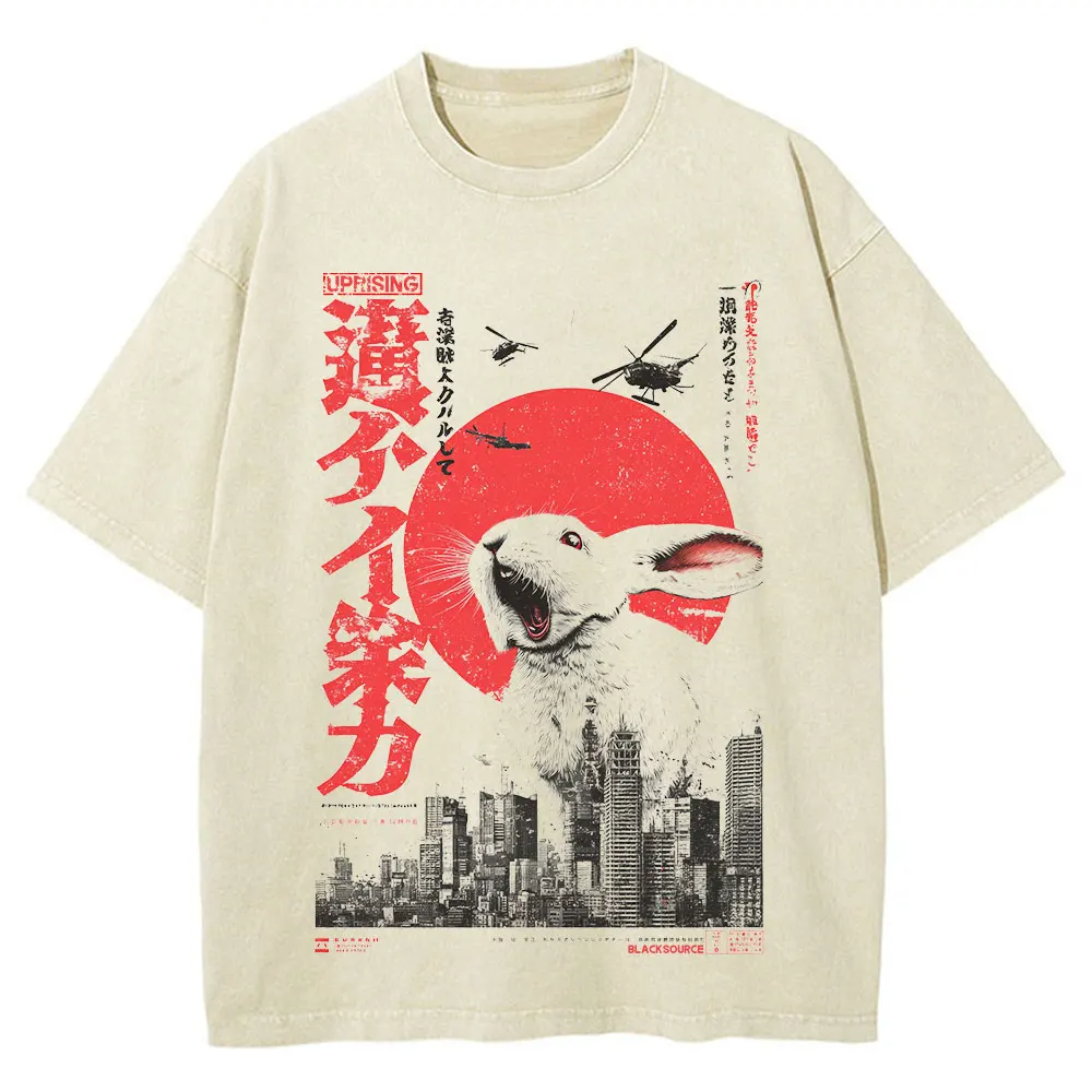 Rabbit Graphic Funny Japanese Art O-Neck Women T-Shirt