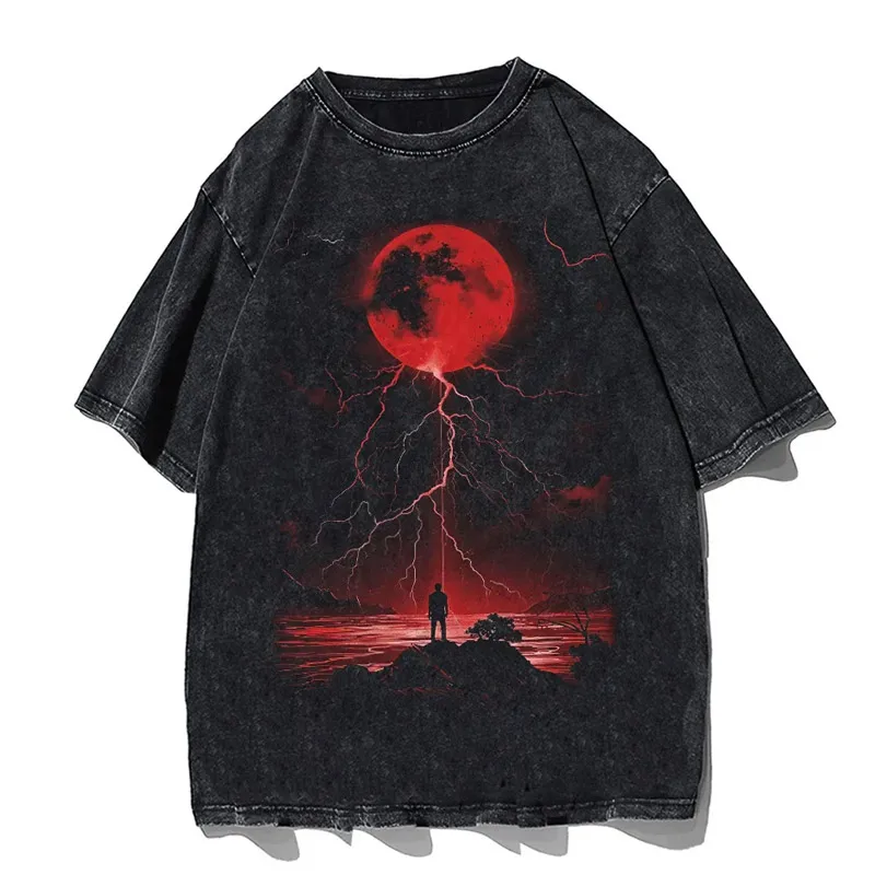 Hip-Hop Skull T-Shirt Men Vintage Harajuku Y2K Streetwear Black Cotton Tee