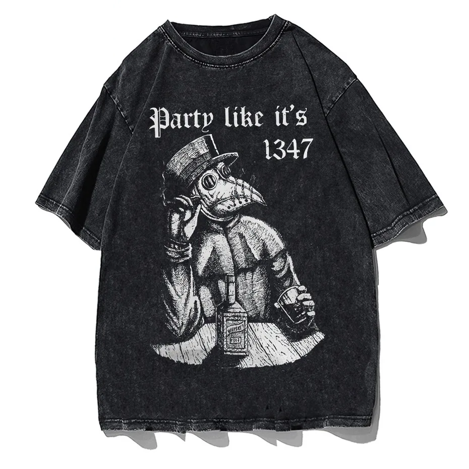 Vintage Plague Doctor Men’s Funny Medieval Horror Cotton T-Shirt