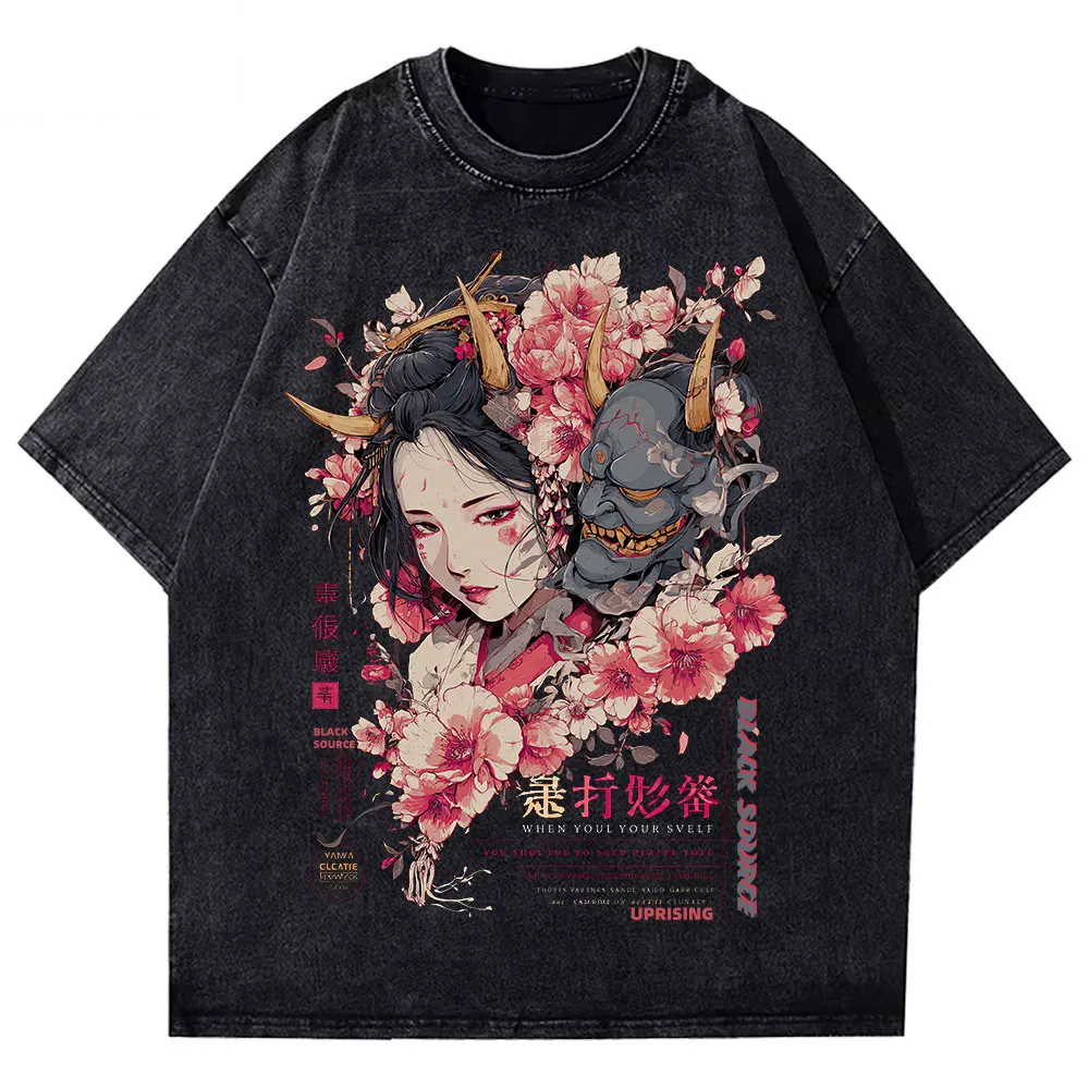 Anime Dragon Floral Graphic T Shirt Unisex Cotton Tee