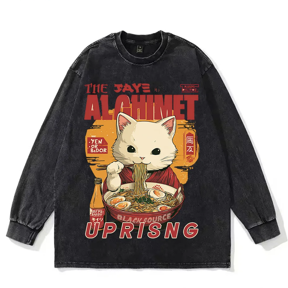 Cute Cat Noodle Kids T-Shirt Oversized Cotton Summer Tee