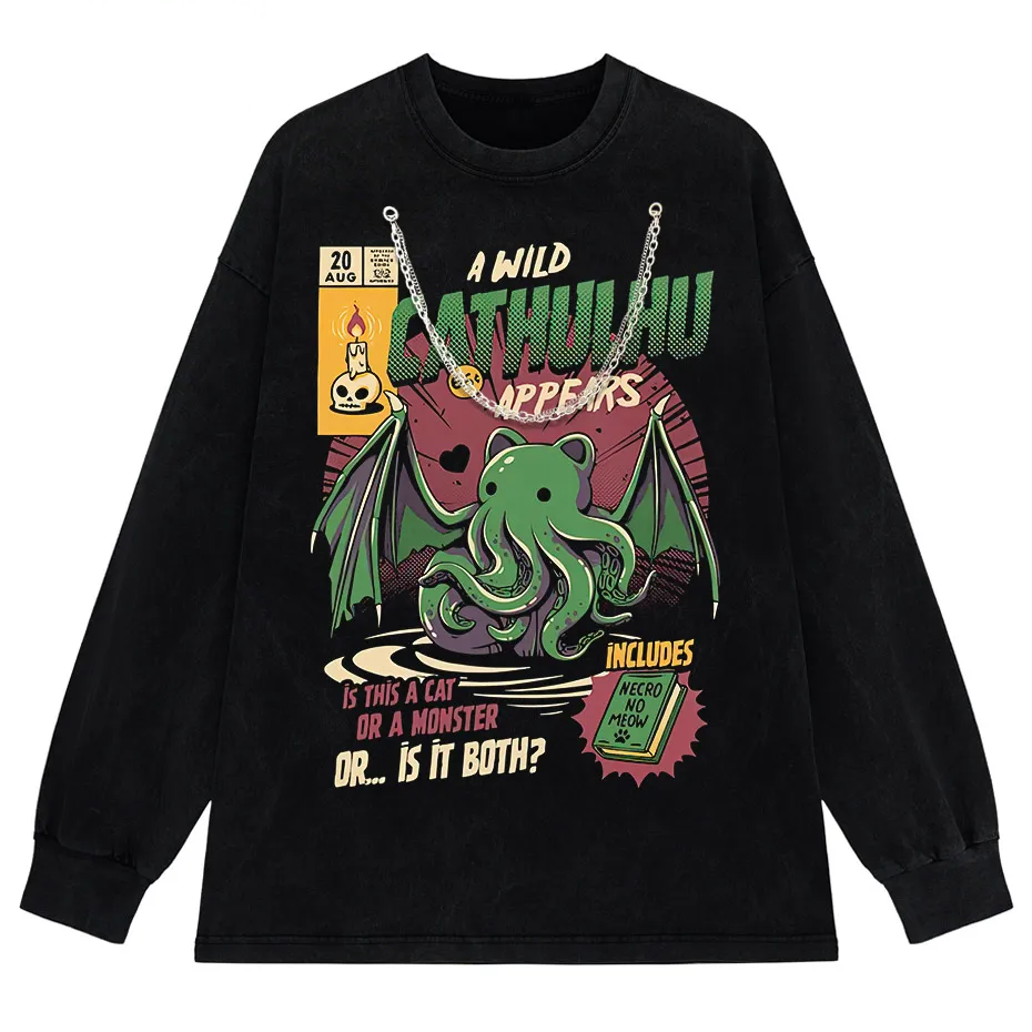 Cthulhu Graphic T-Shirt Men Short Sleeve Summer Tee