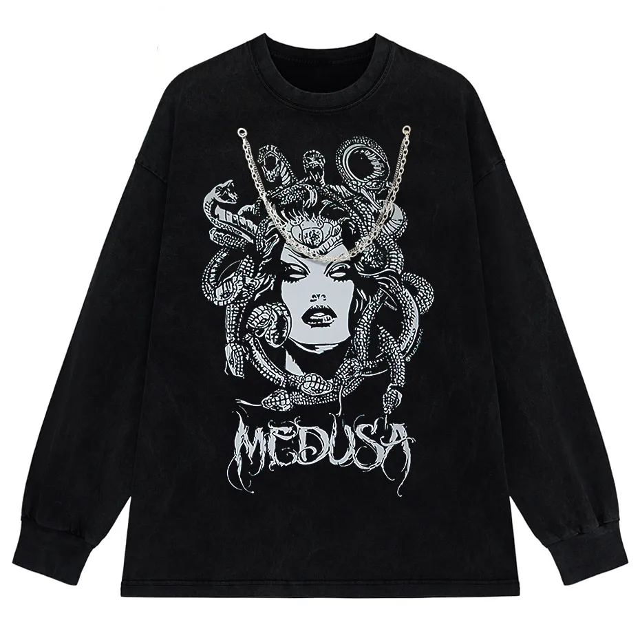 Gothic Dark Graphic T-Shirt Women Oversized Harajuku Punk Streetwear Tee