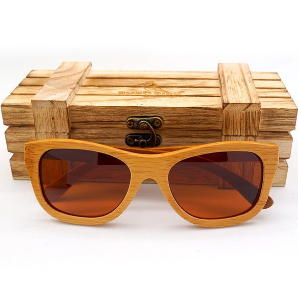 100% Natural Bamboo Wooden Sunglasses Handmade Polarized Mirror Coating Lenses Eyewear With Gift Box - Vimost Shop