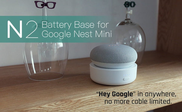 10000mAh Rechargeable Battery Mount For Google Nest Mini Portable Docking Station Smart Audio Assistance 20Hrs Playtime - Vimost Shop