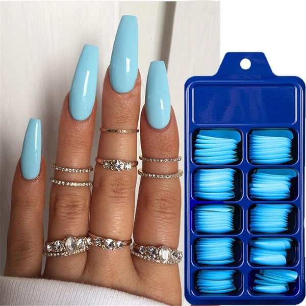 100Pcs Fashion Matte False Nail Tip Nature Full Cover Nail Art Manicure Matte Acrylic Polish Tips for False Fake Nails Extension - Vimost Shop