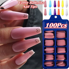 100Pcs Fashion Matte False Nail Tip Nature Full Cover Nail Art Manicure Matte Acrylic Polish Tips for False Fake Nails Extension