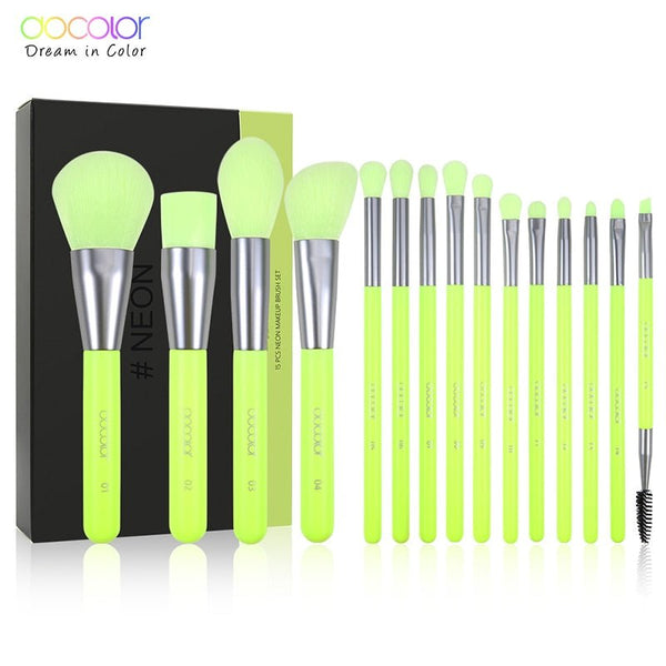 10/15pc Neon Makeup Brushes Professional Powder Foundation eye Blending Contour Makeup Brushes Set Synthetic Hair Brush - Vimost Shop