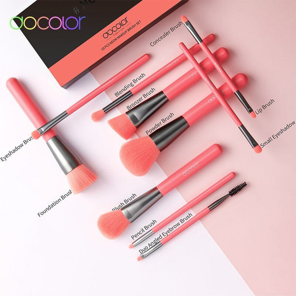 10/15pcs Neon Peach Makeup Brushes Soft Synthetic Hair Powder Blush Foundation eye Blending Contour Makeup Brushes Set - Vimost Shop