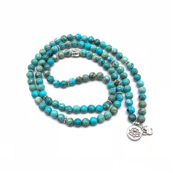 108 Mala Bead Bracelet & Necklace Natural Stone Jewelry Gift for Women Yoga Lotus Om Bracelet Meditation Healing Stone - Vimost Shop