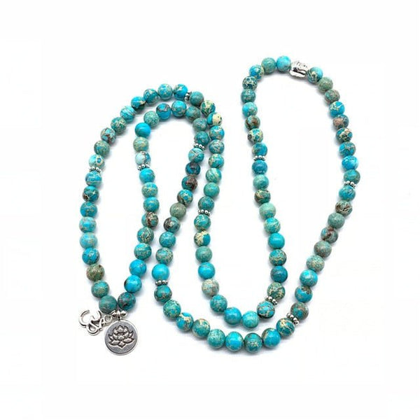 108 Mala Bead Bracelet & Necklace Natural Stone Jewelry Gift for Women Yoga Lotus Om Bracelet Meditation Healing Stone - Vimost Shop