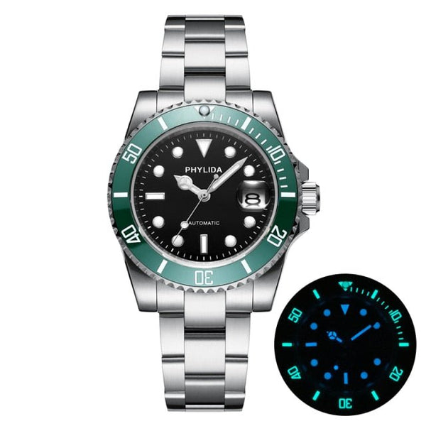 10ATM 100M Water Resistant 40mm Men's Black Dial Green Sub Diver Watch Automatic MIYOTA Mov't Sapphire Crystal Homage - Vimost Shop