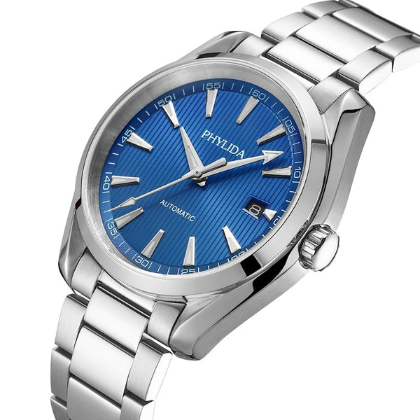 10BAR Water-resistant NH35 Automatic Watch Blue Dial Classic Mechanical Wristwatch Solid SS Domed Sapphire Crystal - Vimost Shop